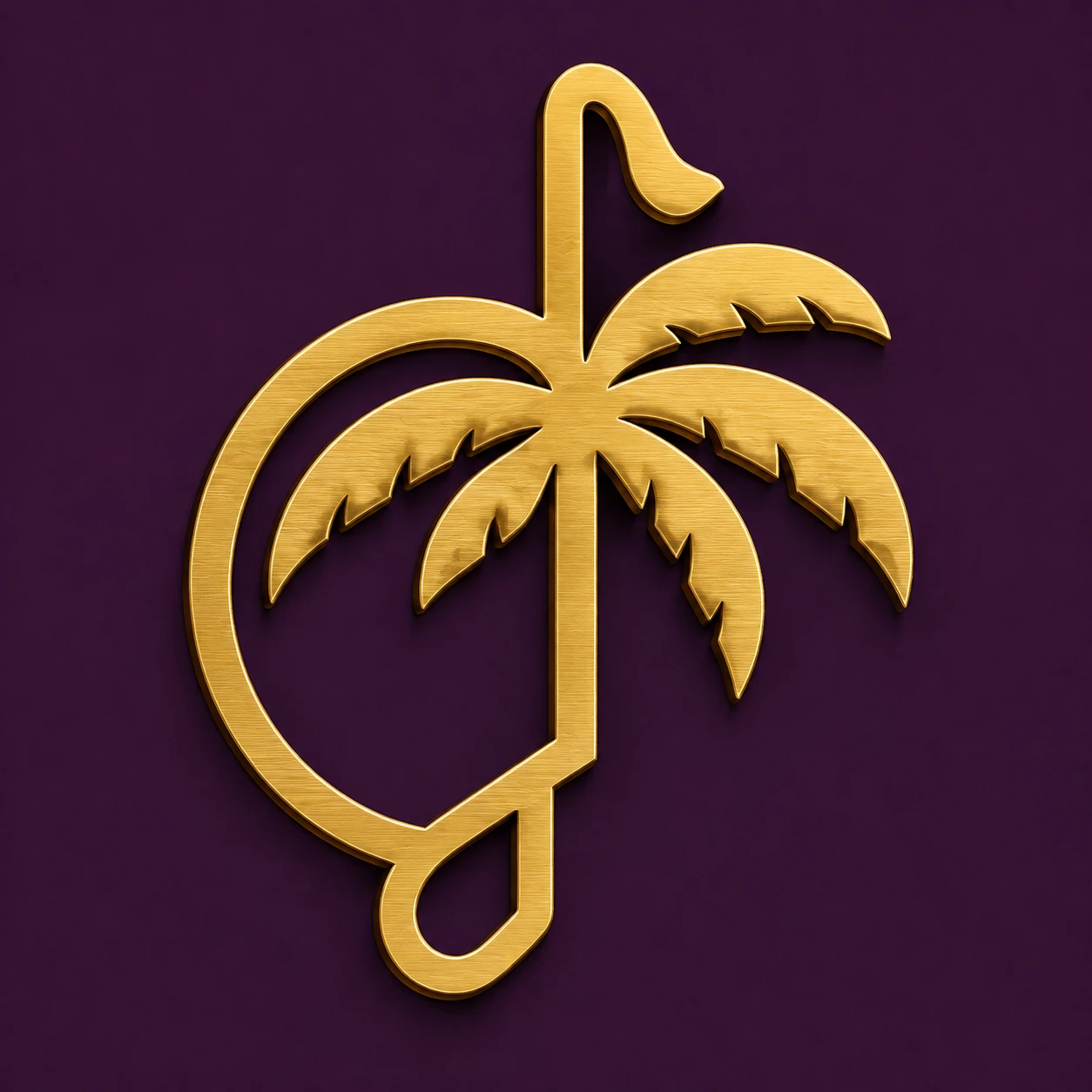 Palm-note emblem on plum