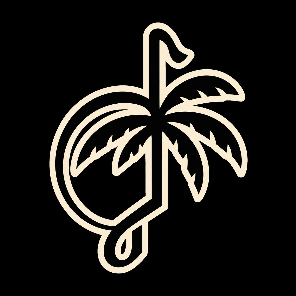 Palm-note emblem in cream